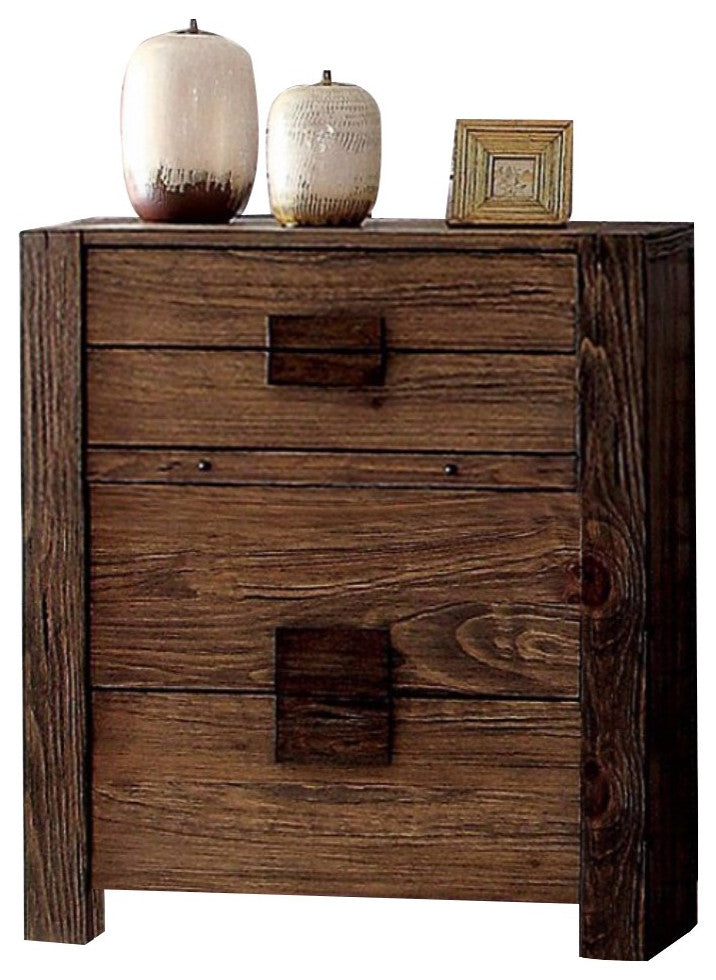 Benzara BM137783 Wooden Chest With Pull Out Tray, Rustic Natural Brown