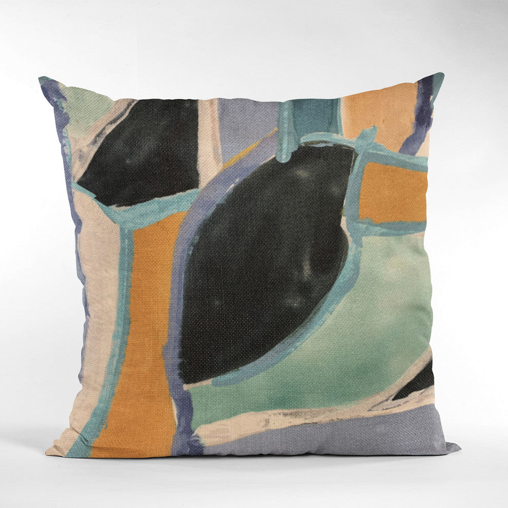 Plutus Blue Modern Print Graphic Print Luxury Throw Pillow, 16"x16"