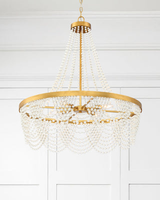 Crystorama FIO-A9104-GA-WH, 4-Light Chandelier, Antique Gold