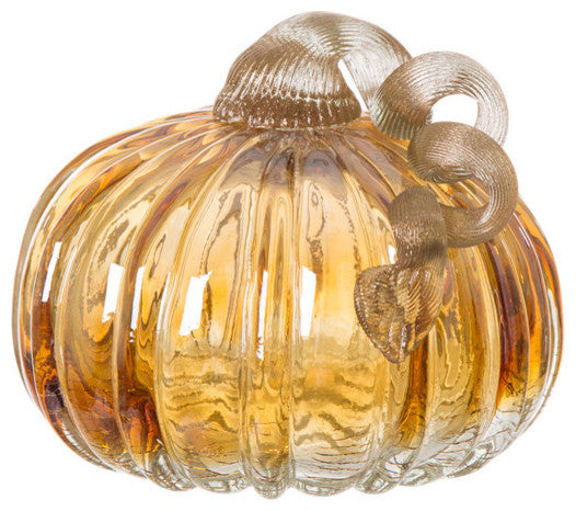 Amber Crackle Glass Pumpkin