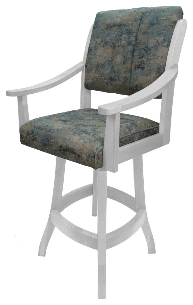 Swivel Counter Wood Bar Stool Casa on S-Base, Poet Sky on White, 26"
