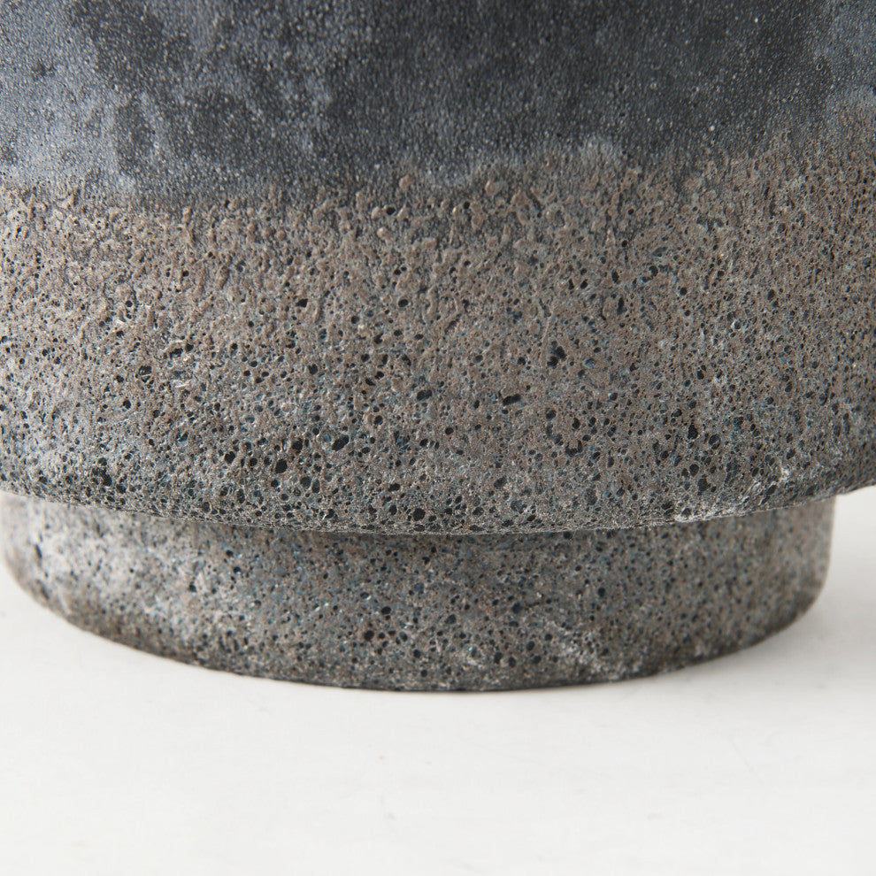 Squally 8.0Lx8.0Wx8.6H Black/Brown Ceramic Ombre Textured Vase