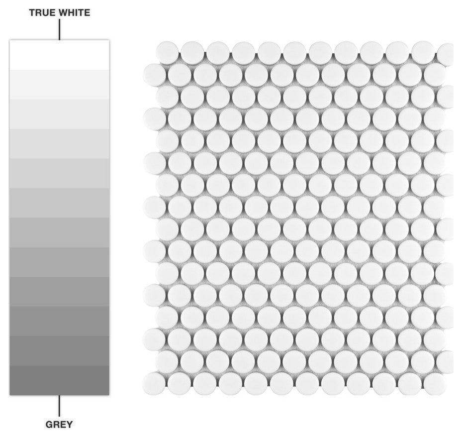 Metro Penny Round Porcelain Mosaic Floor and Wall Tile, Matte White