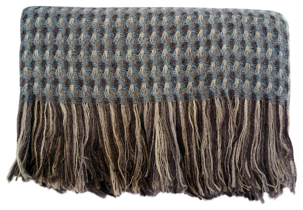 Kauri Wool Throw Blanket, Blue