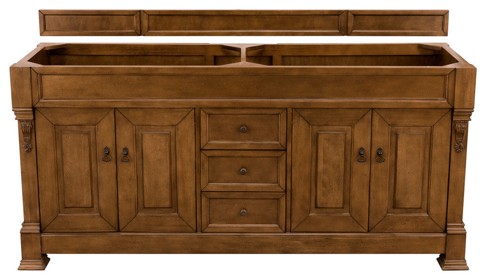 Brookfield 72" Antique Black Double Vanity, Country Oak, No Top