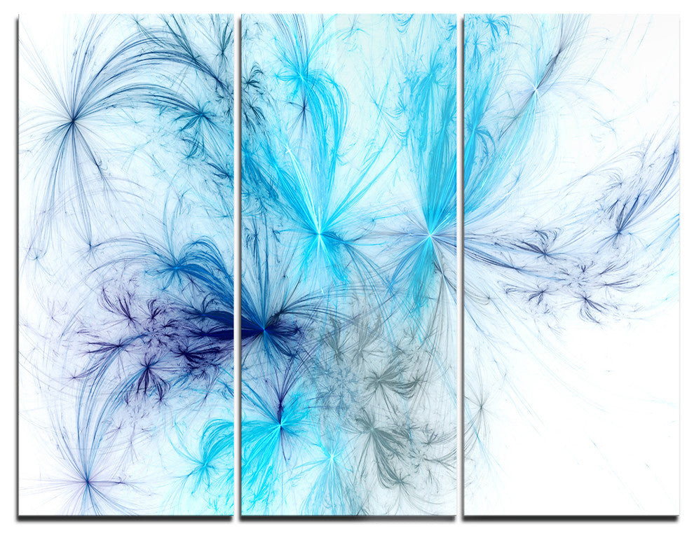 "Christmas Fireworks Light Blue" Digital Metal Wall Art, 3 Panels, 36"x28"