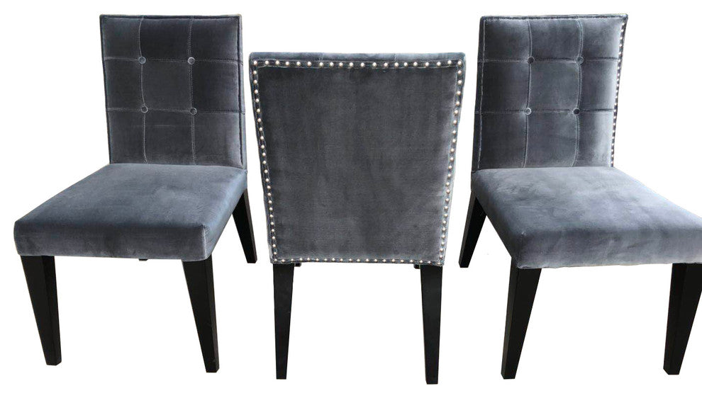 Florence Dining Chair, Set of 2, Gray Velvet