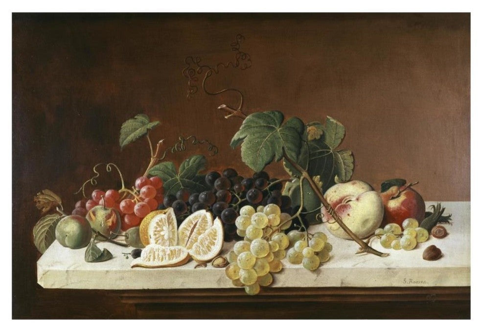 "Still Life With Fruit" Digital Paper Print by Severin Roesen, 32"x22"