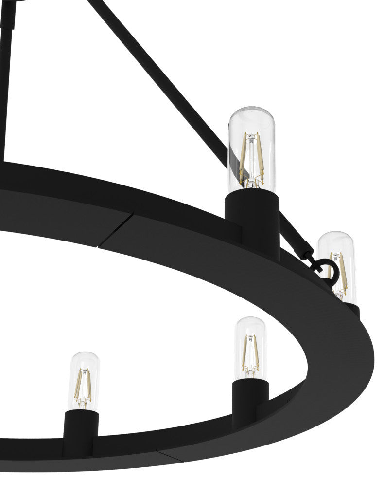 Hunter 30" Saddlewood Natural Iron 9-Light Chandelier Ceiling Fixture