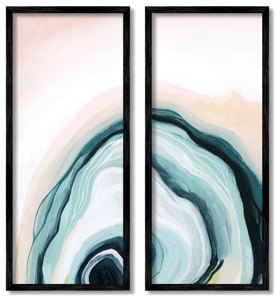 Abstract Seashell Interior Round Curves Blue Beige,13 x 30