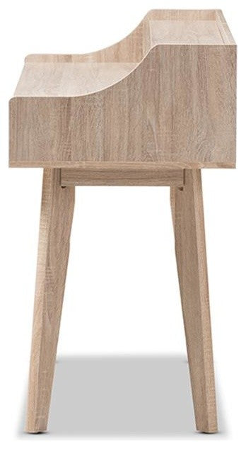 Fella Mid-Century 4-Drawer Oak and Gray Wood Study Desk
