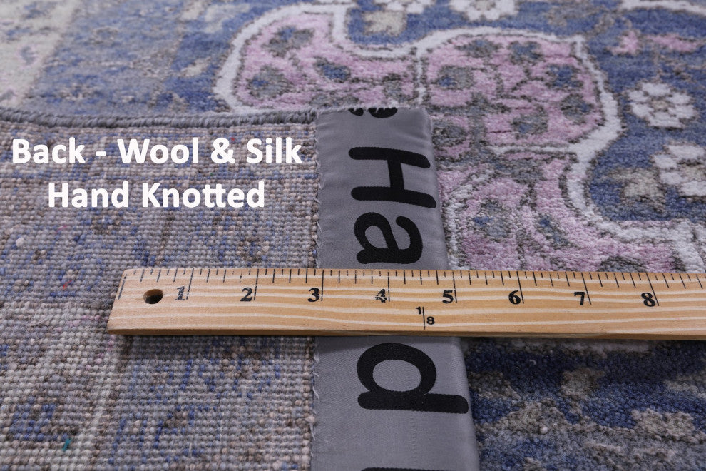 8' Square Persian Tabriz Wool and Silk Hand Knotted Rug Q12096