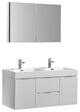 Valencia 48" Glossy White Wall Hung Double Sink Vanity, Faucet FFT3111CH