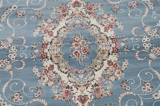 Light Blue Floral Medallion Transitional Turkish Rug Oriental Carpet 8x10