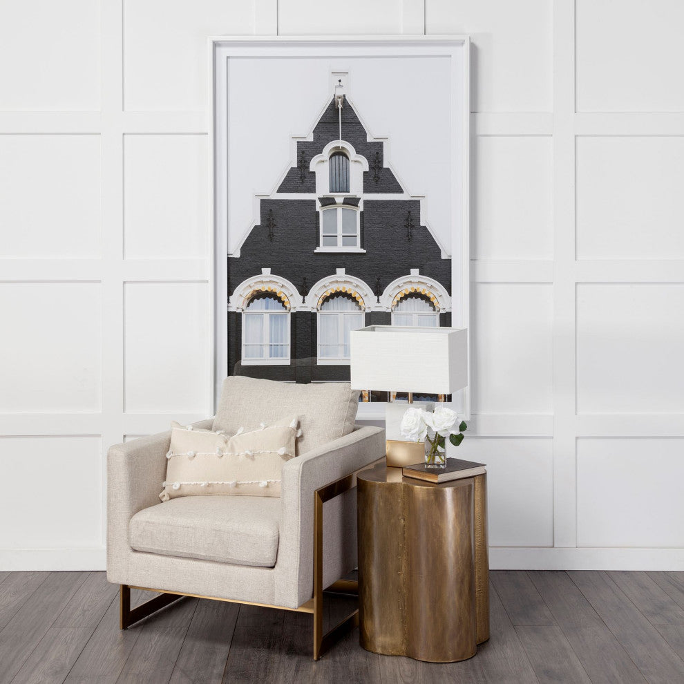 Quatrefoil Gold Cladding & Solid Wood Flower-Shaped Accent Table