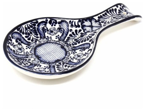 Encantada Handmade Spoon Rest, Blue Flower