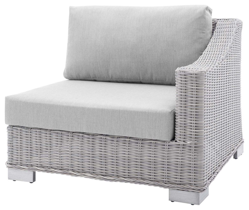 Lounge Sectional Sofa Set, Rattan, Wicker, Gray, Modern, Outdoor Patio Cafe