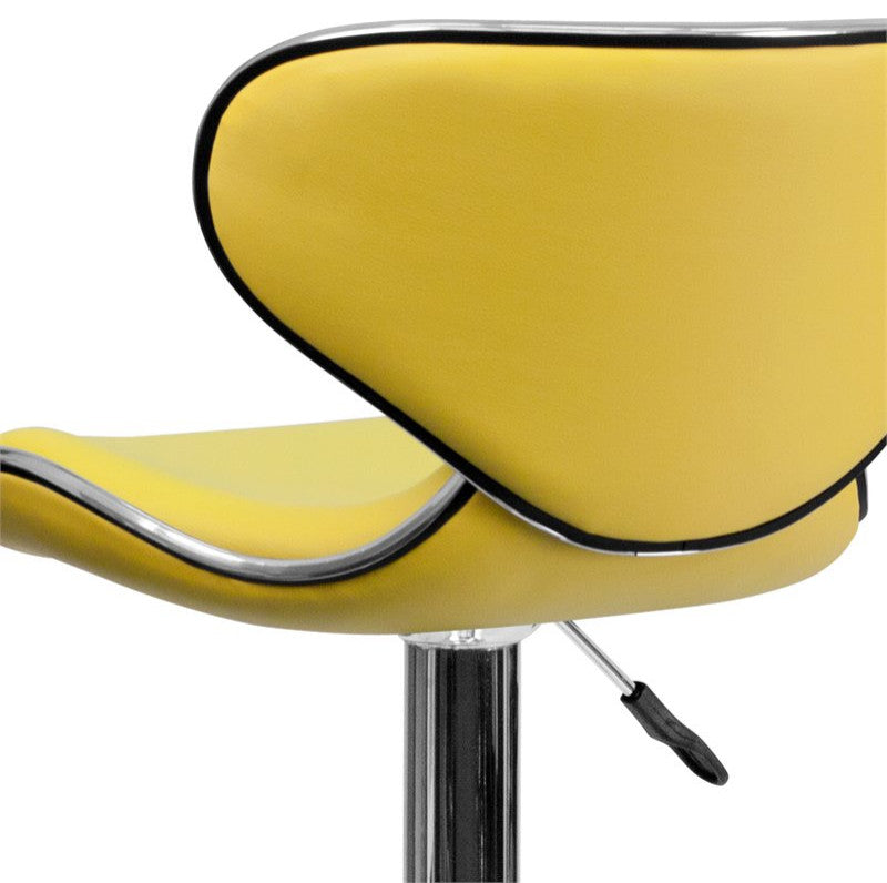 Mid-Back Adjustable Height Barstool With Chrome Base, Yellow