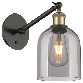 Ballston-Bella 1-Light 6" Sconce, Up/Down Arm, Black Antique, Light Smoke