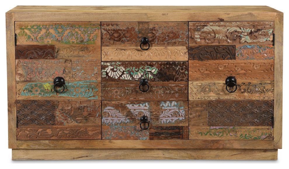 Reclaimed wood 3 drawers 2 door sideboard
