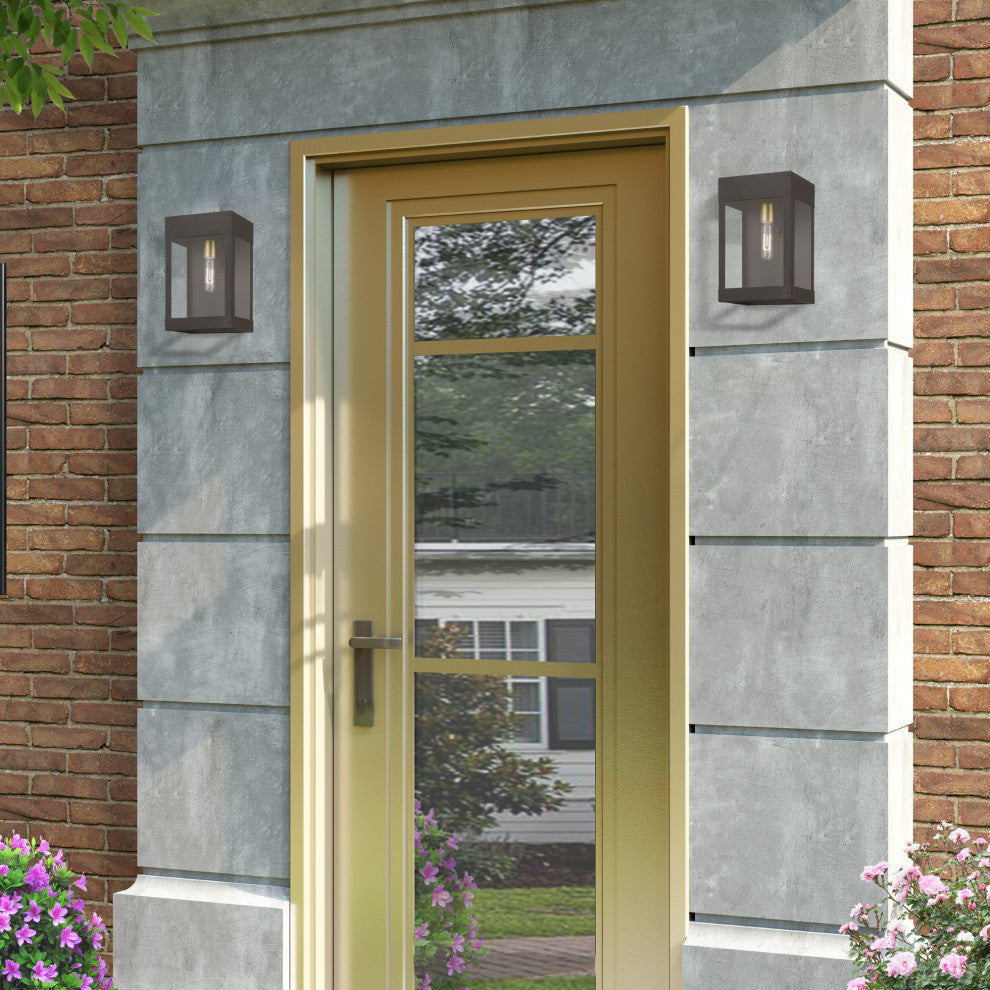 Barrett 1 Light Bronze Outdoor Wall Lantern With Antique Brass Candle