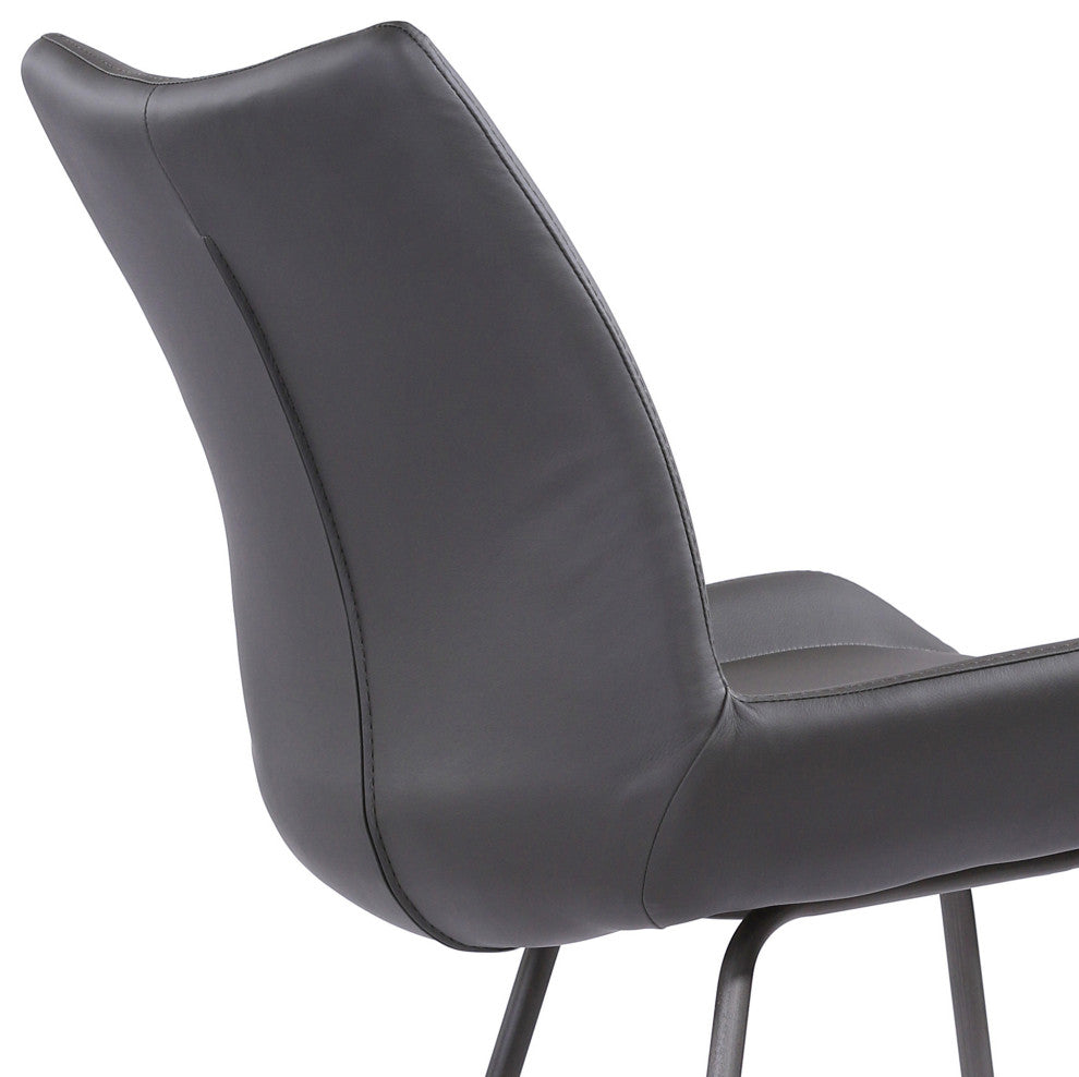 26" Elegant Gray Faux Leather Brushed Gray Metal Finish Armless Bar Stool