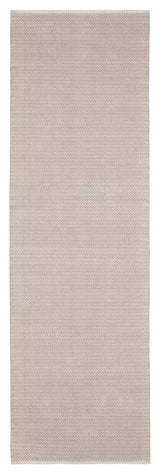 Dash & Albert Herringbone Dove Grey Handwoven Cotton Rug, Grey, 2'6" x 12'