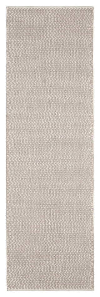 Dash & Albert Herringbone Dove Grey Handwoven Cotton Rug, Grey, 2'6" x 12'