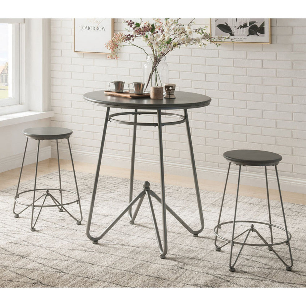 3-Piece Counter Height Dining Set, Gray Oak/Sandy Gray