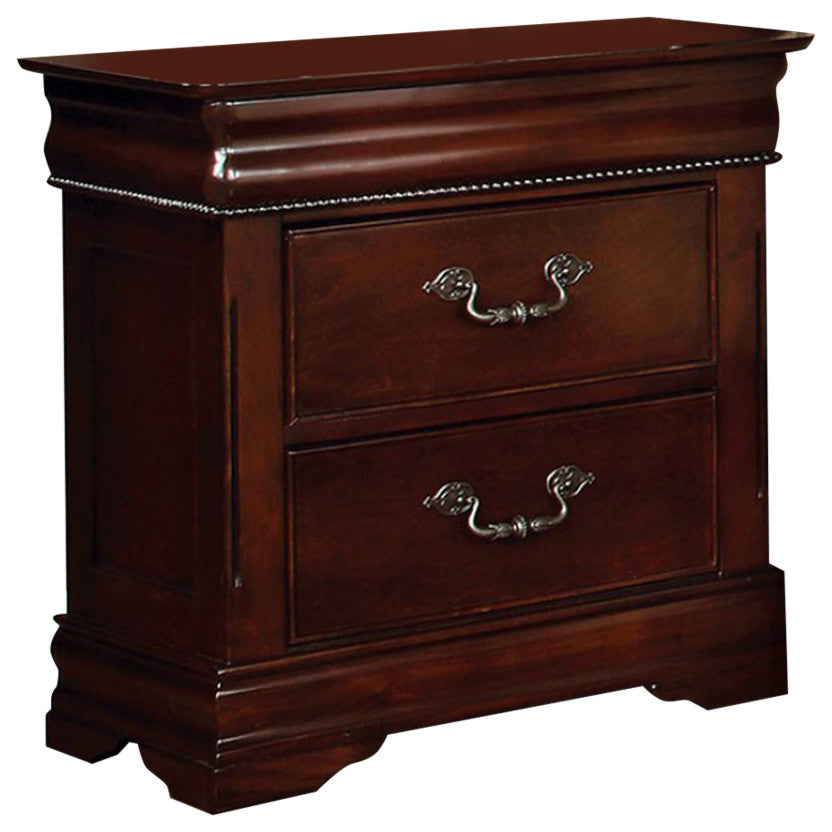 Benzara BM123205 Mandura Contemporary Night Stand In Cherry Finish