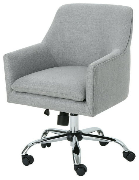 Contemporary Office Chair, Swiveling Design With Plush Seat & Sloped Arms, Gray