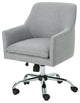 Contemporary Office Chair, Swiveling Design With Plush Seat & Sloped Arms, Gray