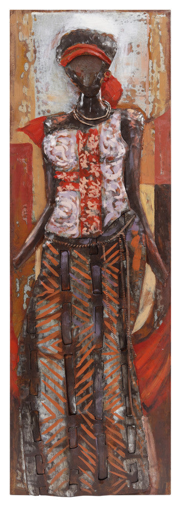 "Elegance" Primo Mixed Media Hand Painted Iron Woman Wall Sculpture, 20"x 60"