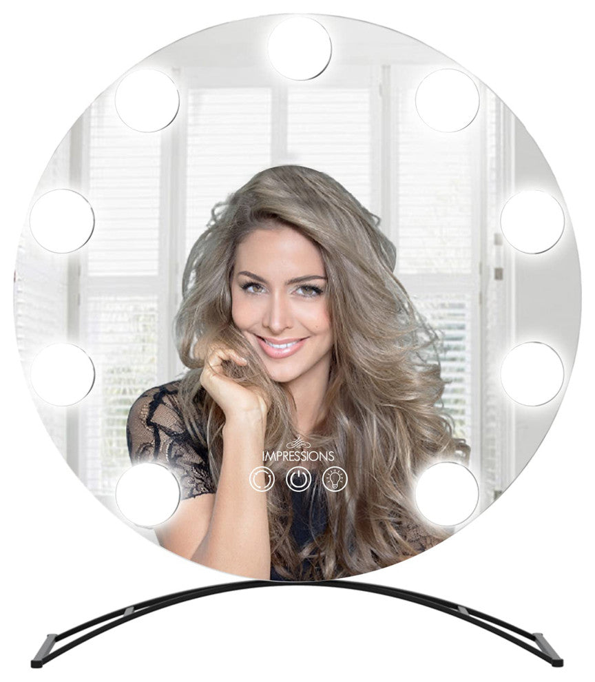 Hollywood Round Tri tone LED Makeup Mirror, Black