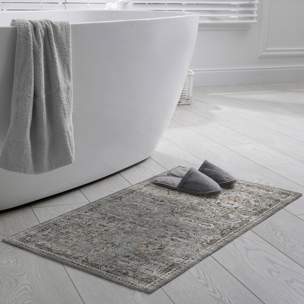 Indoor/Outdoor Marbella MB4 Silver Machine Washable 1'8" x 2'6" Rug
