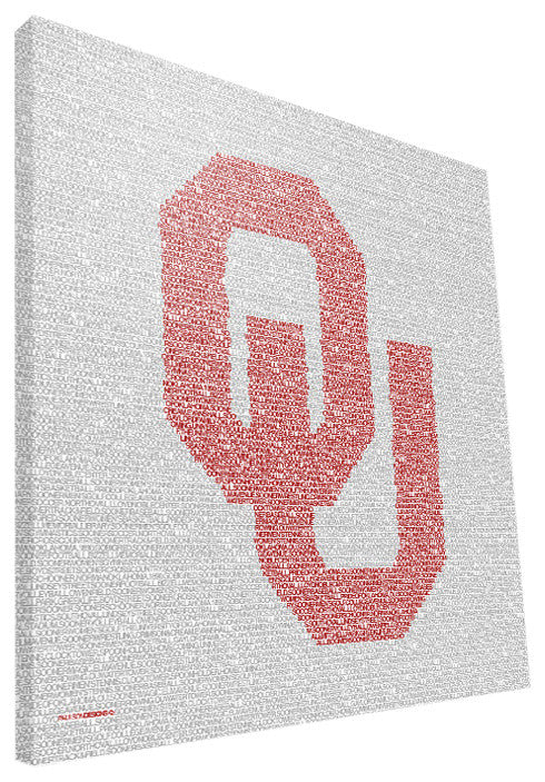 OKC Sooners Typo Canvas Print, 16"x16"