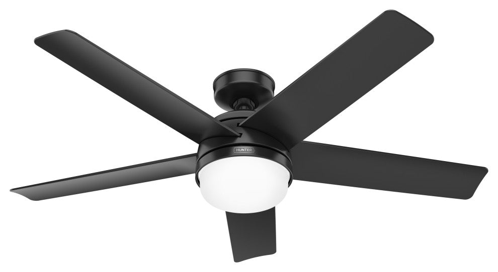 Hunter 52" Yuma Matte Black Damp Rated Ceiling Fan With LED Light Kit and Remote