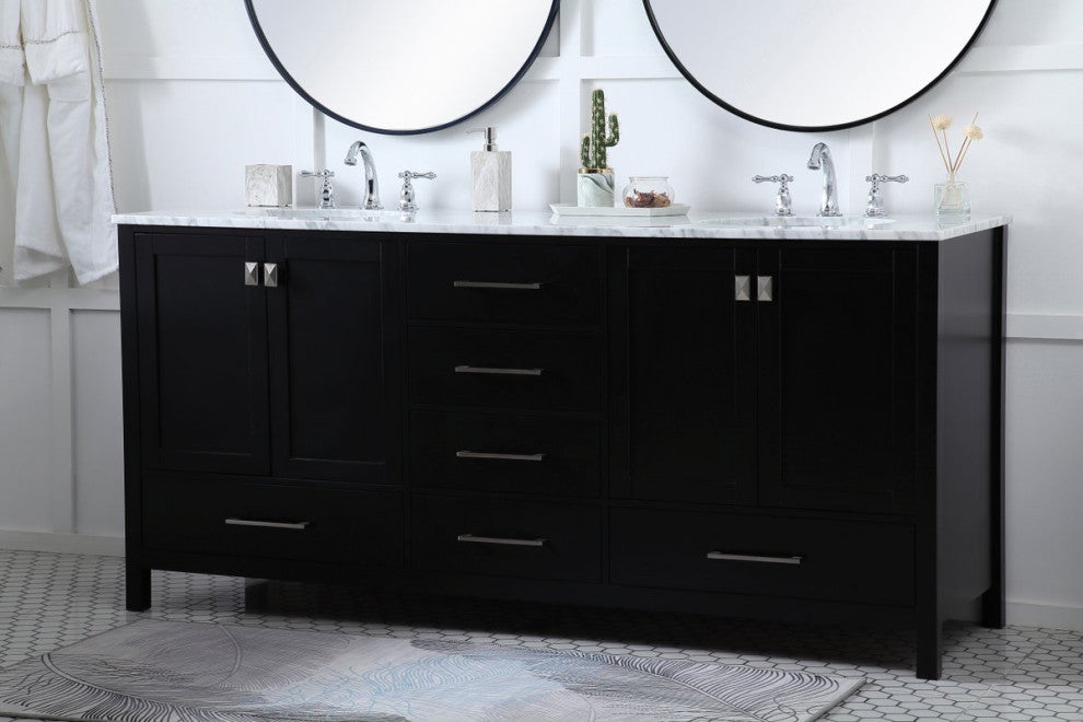 Elegant VF18972DBK 72"Double Bathroom Vanity, Black