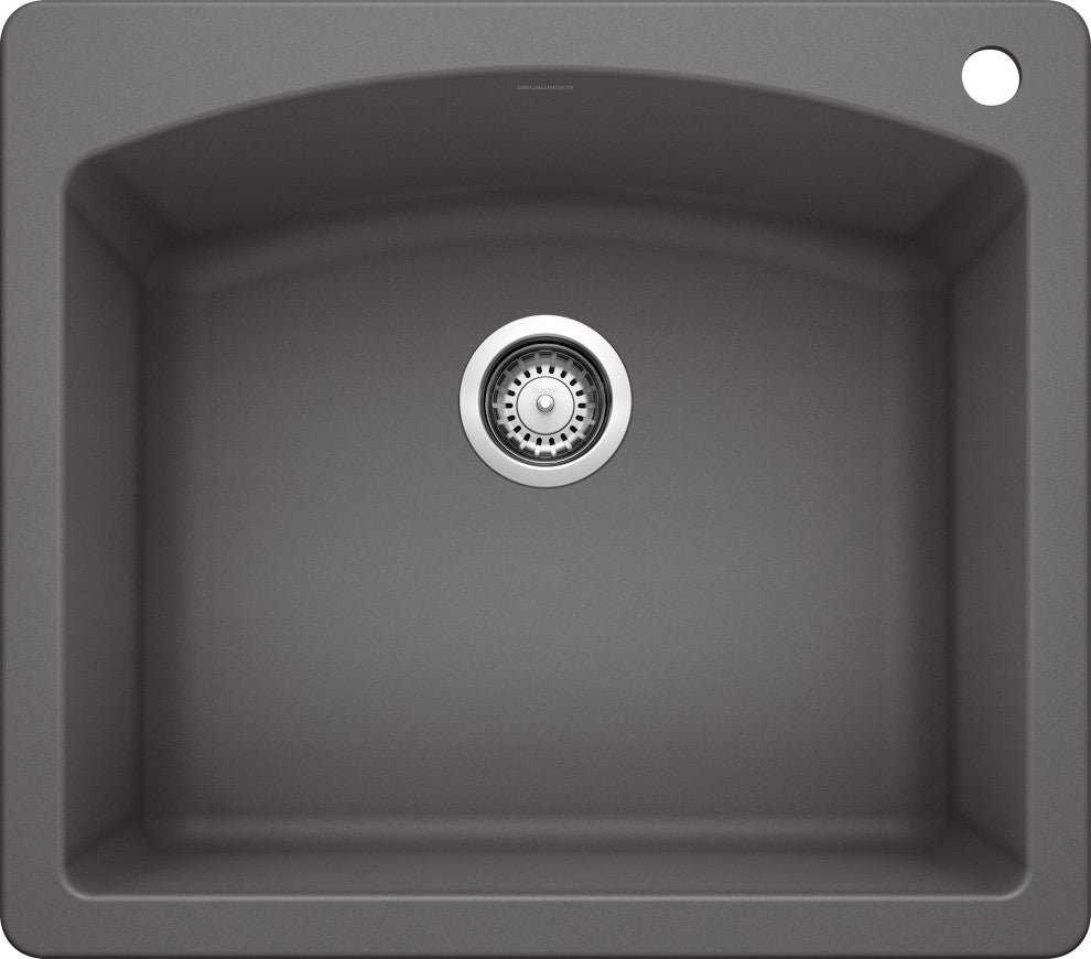 Blanco 441463 22"x25" Granite Single Dual-Mount Kitchen Sink, Cinder