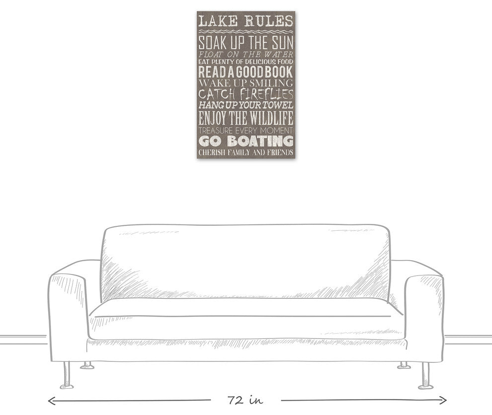 Lake Rules Gray Wall Art, 20"x30"