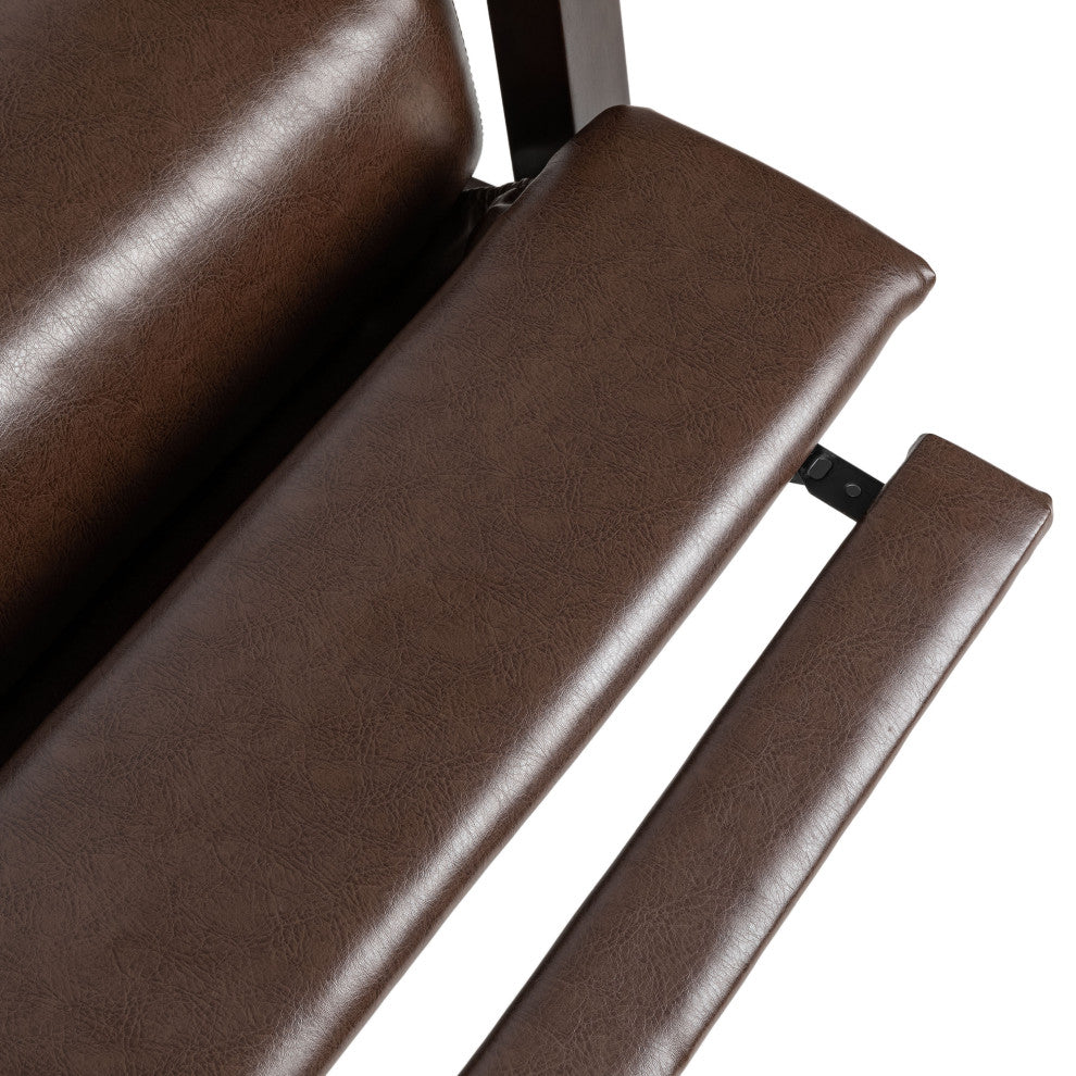 Miramichie Mid Century Modern Faux Leather Recliner, Dark Brown/Dark Espresso