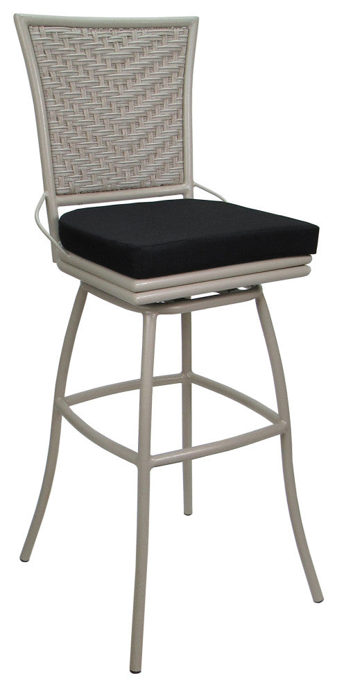 Outdoor Patio Bar Stool Elon Without Arms, Black Beige, 30"