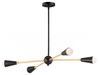 Maxim Lighting Lovell 4-Light Pendant with Bulbs, Black/Brass, 11264BKSBR-BUL