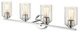 4-Light 31.125" Bathroom Vanity Light Clear Seedy Glass, Chrome