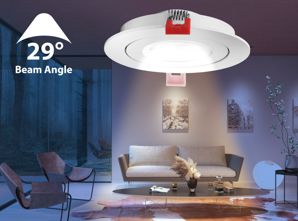 DGF 4" Selectable Canless Floating Gimbal LED Recessed Downlight, White