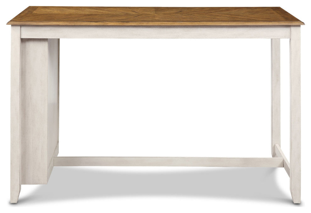Benzara BM272099 5 Piece Counter Table Set With USB Ports, White and Brown