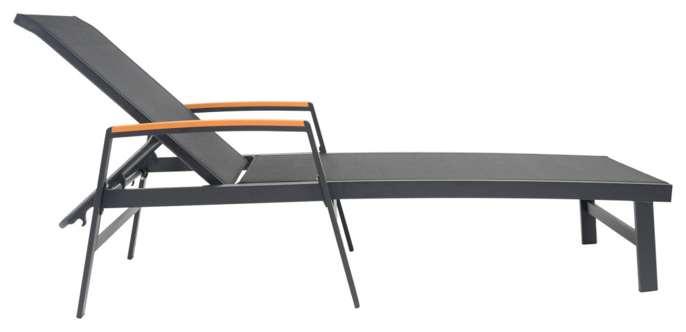 GDF Studio Outdoor Mesh and Aluminum Chaise Lounge, Black, Set of 2