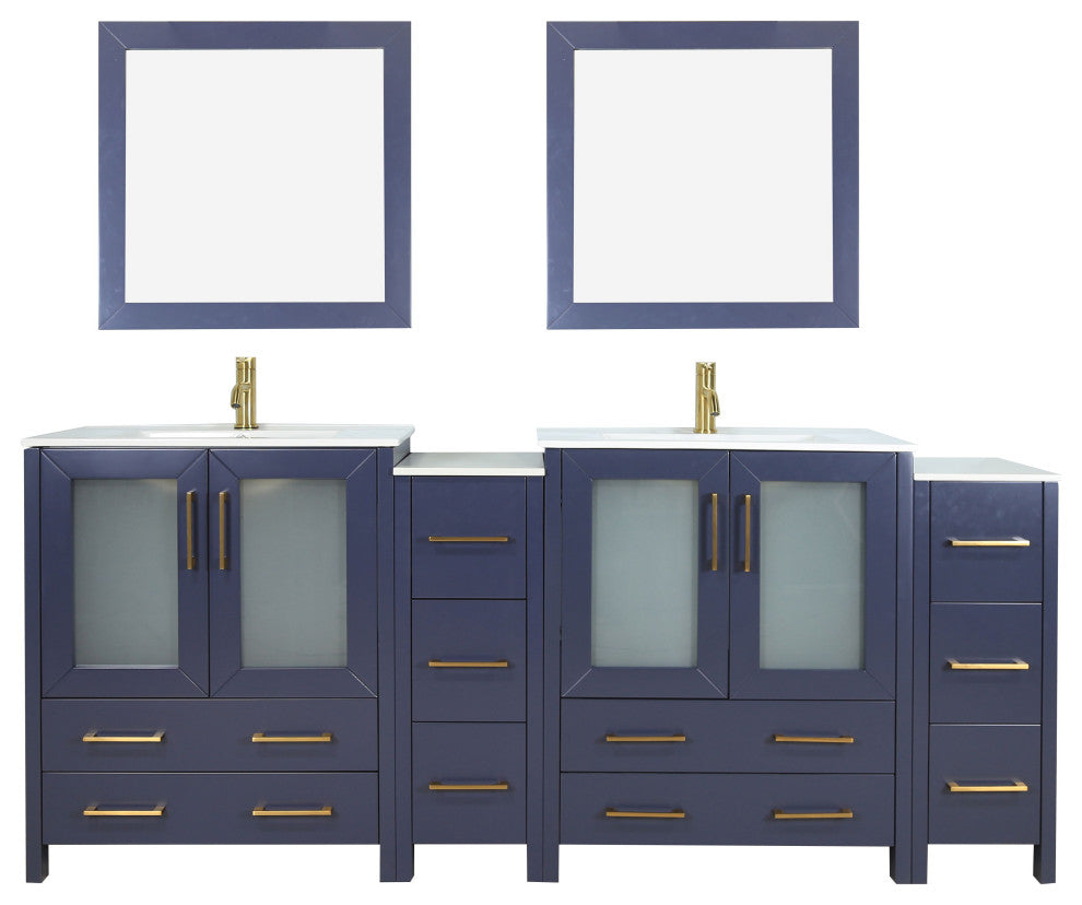 Vanity Art Vanity Set With Ceramic Top, 72", Blue