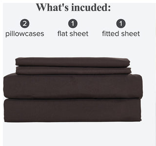 Serenta Trois Embroidered 4 Piece Bed Sheet Set, Chocolate, Twin
