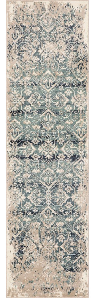 KAS Heritage 9372 Ivory/Blue Anna Area Rug, 2'2"x7'11" Runner